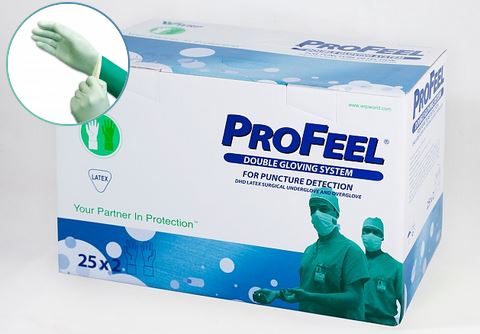 Рукавички хірургічні Профіл ДГД Подвійні латексні без пудри, розмір 7,5